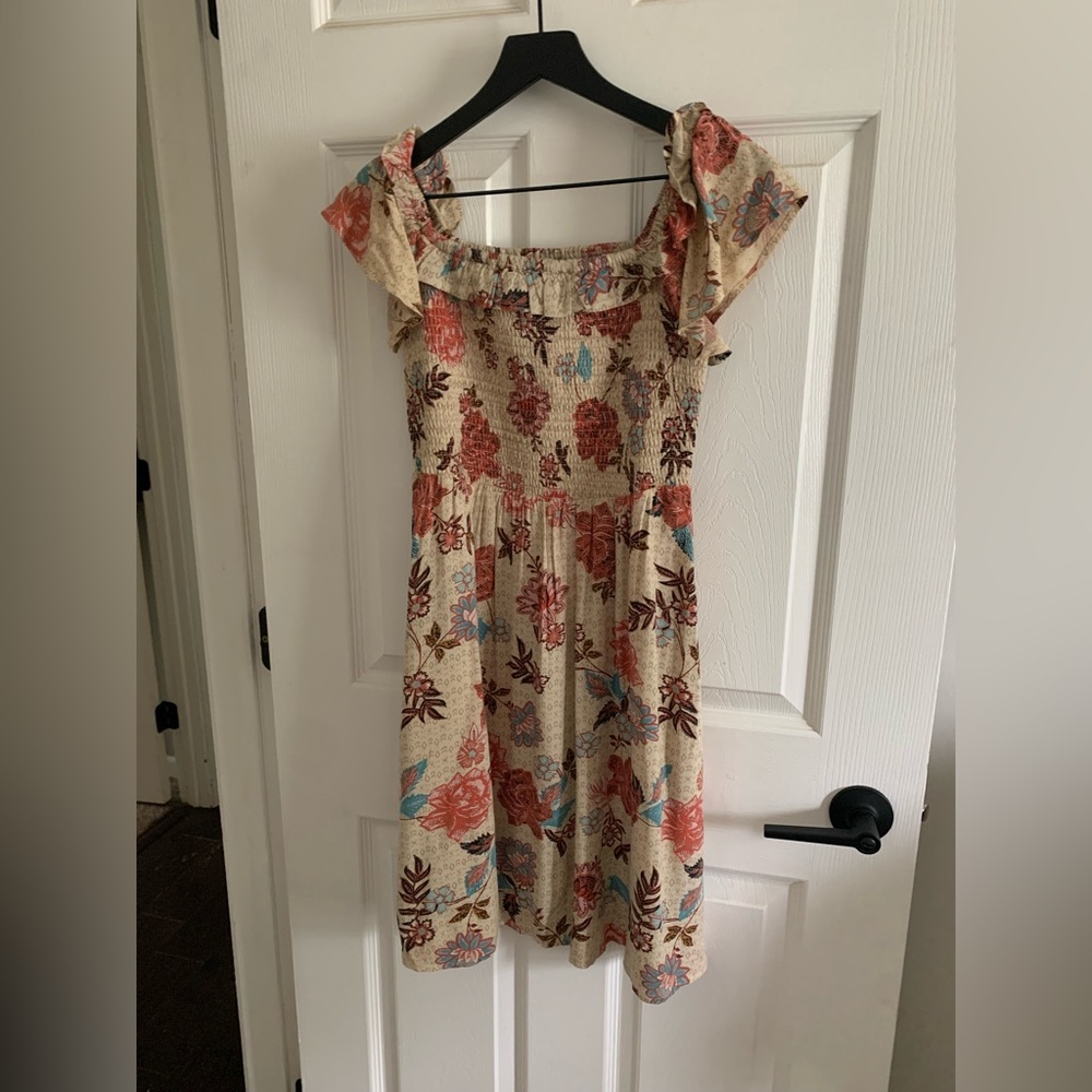 Maurices Floral Print Mini Dress - Cream and Red
